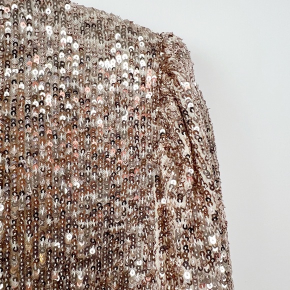 NWT GENERATION LOVE Miley Sequin Faux Wrap Sequin Mini Dress in Champagne S - Picture 8 of 10